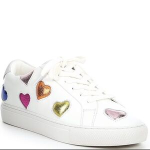 Lane Love Metallic Leather Heart Lace-Up Sneakers
